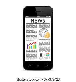 Smart phone with a news page on the screen