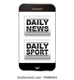 Smart phone with news and sport newspaper icon