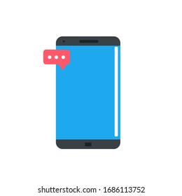 Teléfono inteligente con mensaje de notificación Ilustración de icono plana