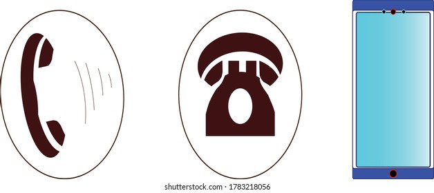 Smart Phone  And Old Land Line Phones Vector