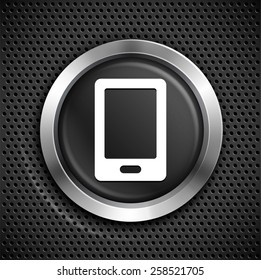 Smart Phone on Black Round Button