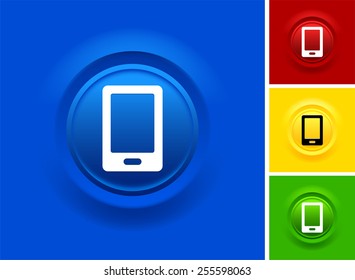 Smart Phone on Blue Bevel Round Button