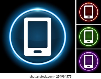Smart Phone on Glowing Round Button