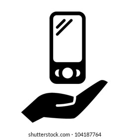 Smart phone on hand icon