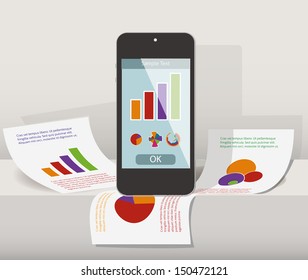 Smart phone on the paper with graph. Business concept.