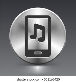 Smart phone on Silver Round Button