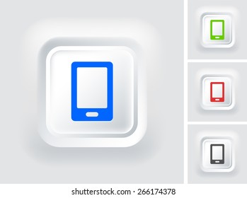 Smart Phone on White Square Button