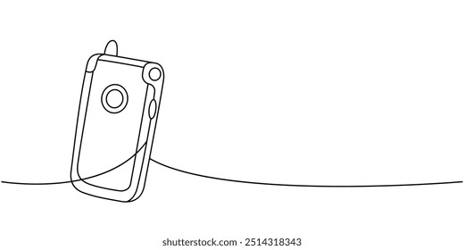 Dibujo continuo de una línea de teléfono inteligente. Antiguos artilugios de comunicación. Ilustración lineal de Vector.