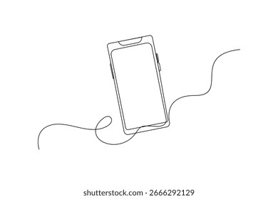Smartphone-Umriss mit durchgehender, einzeiliger, minimalistischer Stil, einzelne, elegante Vektorgrafik
