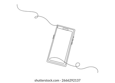 Smart phone outline in continuous one line minimalist style isolated elegant vector art illustration