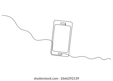 Smart phone outline in continuous one line minimalist style isolated elegant vector art illustration