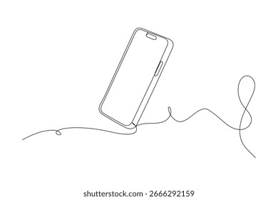 Smart phone outline in continuous one line minimalist style isolated elegant vector art illustration