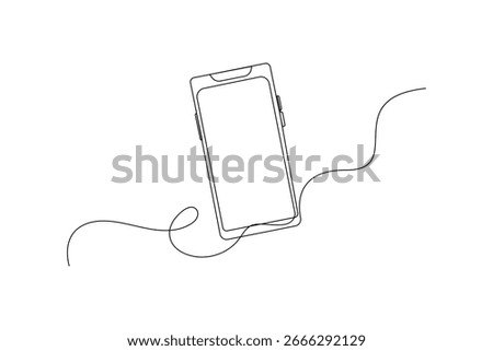 Smart phone outline in continuous one line minimalist style isolated elegant vector art illustration