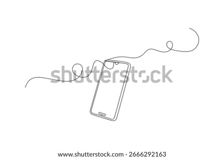 Smart phone outline in continuous one line minimalist style isolated elegant vector art illustration