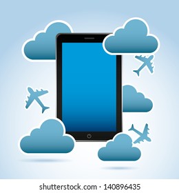 smart phone   over blue light background vector illustration