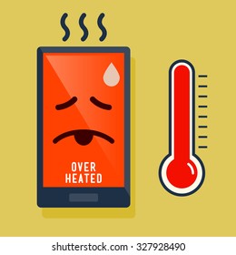 Smart phone over heated icon, vector illustration