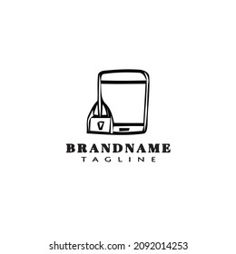 smart phone with padlock logo cartoon icon design template black modern isolated vector illustration