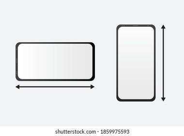 Smart Phone portrait and landscape orientation with arrow line. Illustration of responsive phone vector. for logo, website, mobile app and other designs