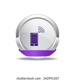 Smart Phone Purple Vector Icon Button