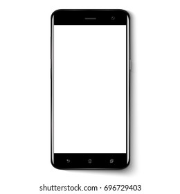 Smartphone. Realistisches Handy Smartphone mit leerem Bildschirm einzeln auf dem Hintergrund. Vektorgrafik für Druck und Webelement.
