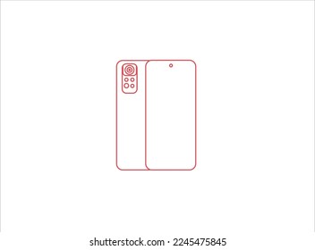 Smart phone red color shape transparent background. 