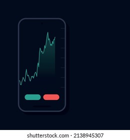 Teléfono inteligente con gráfico verde ascendente