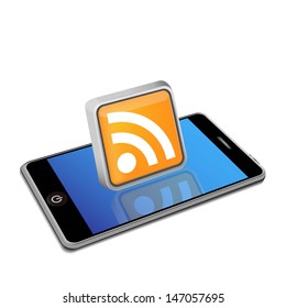 smart phone and RSS icon