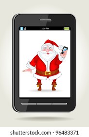 Smart phone with Santa Claus on the screen