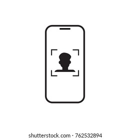 Smart Phone Scanning Person, Face Recognition System Biometric Identification Concept Vector Illustration