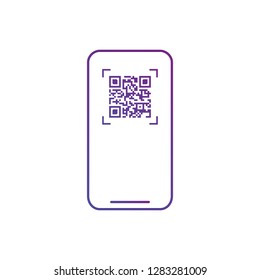 Smart Phone Scanning Qr Code Icon Barcode Scan With Telephone. Vector Illustration isolated on white background.