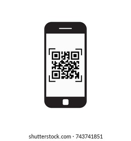 Smart Phone Scanning Qr Code Icon Barcode Scan With Telephone Vector Illustration