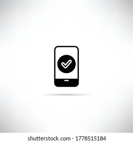icono de seguridad de smartphone con sombra sobre fondo blanco