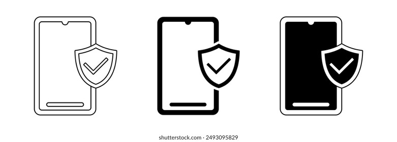 smart phone security shield icon set. modern design isolated on white background