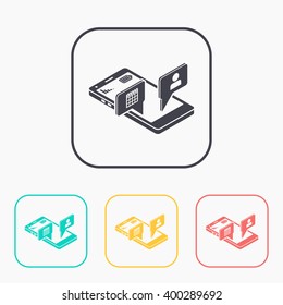 smart phone services 3d isometric color icon set 
