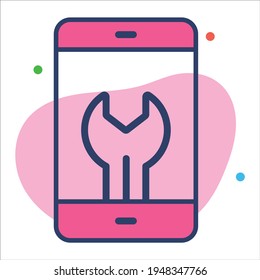 configuración de teléfono inteligente icono de línea plana ilustración moderna