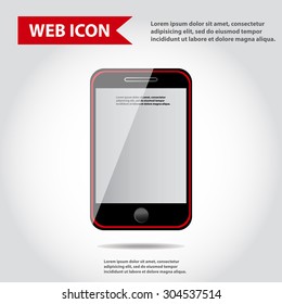 Smart phone with shadow, web icon, vector.