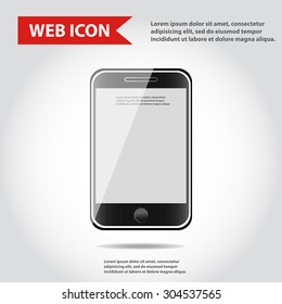Smart phone with shadow, web icon, vector.