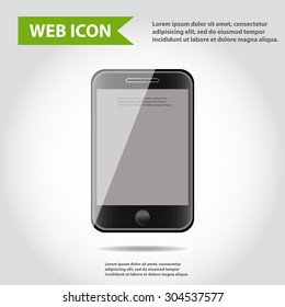 Smart phone with shadow, web icon, vector.