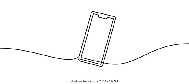 Smart Phone shape drawing by continuos line, thin line design vector illustration