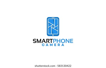 Smart phone with Shutter of Camera in the middle logo vector