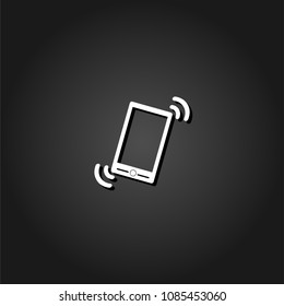 Smart phone in silent mode icon flat. Simple White pictogram on black background with shadow. Vector illustration symbol