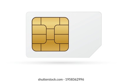 smart phone sim card with chip isolated on white background