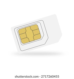 cartão sim de telefone inteligente com chip isolado no fundo branco