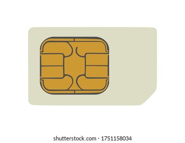 Ilustración vectorial de tarjeta sim de teléfono inteligente aislada en fondo blanco.