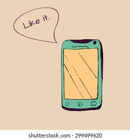 Smart phone - sketch illustration in vector
