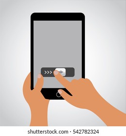smart phone & slider open illustration isolated in a gray background