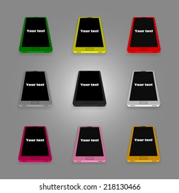Smart phone. Smartphone. Tablet computer. Tablet. Set of species smartphone. Set of species tablet computer. Variety of colors. A variety of colors.