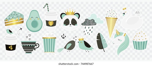 Smart phone, social media. Communication. Cute vector illustration with clouds, birds and map