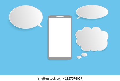 Smart phone with speech bubble flat design modern vector illustration concept.