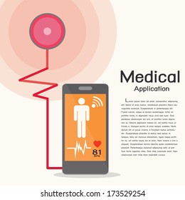 Smart phone and stethoscope, first aid isolated,Smartphone concept